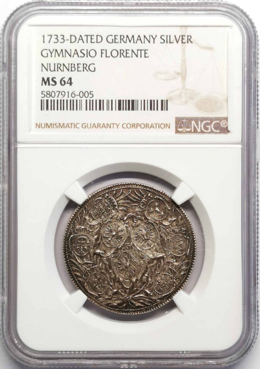 凡希社世界钱币微拍第二百三十期 1733纽伦堡纪念银章NGC-MS64