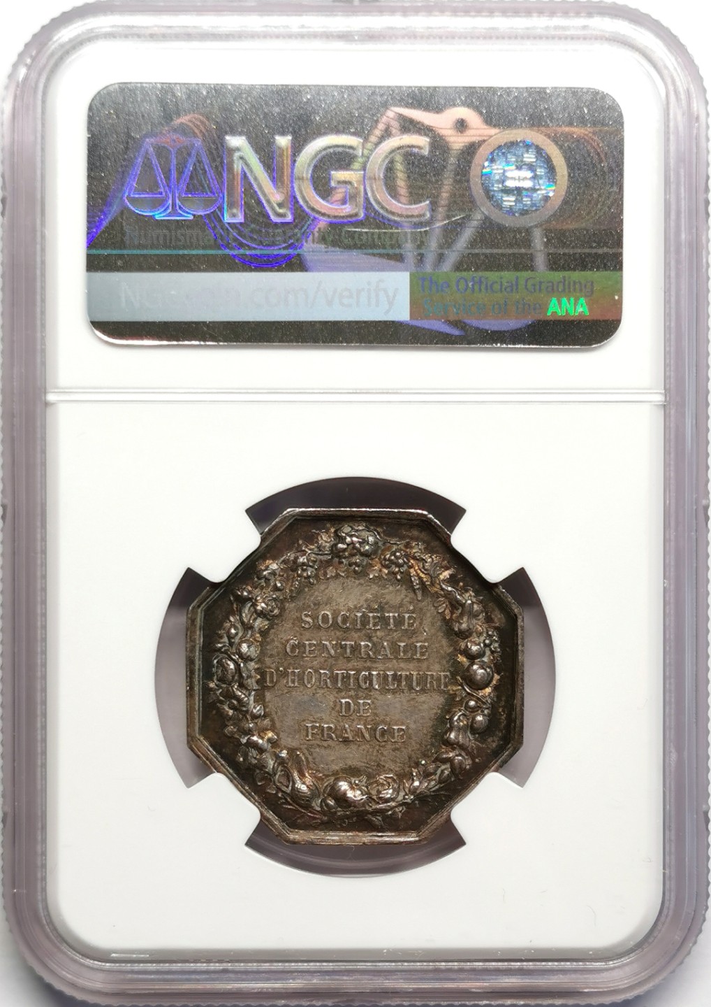 凡希社世界钱币微拍第二百三十期 十九世纪法国园艺协会八角银章NGC-MS63