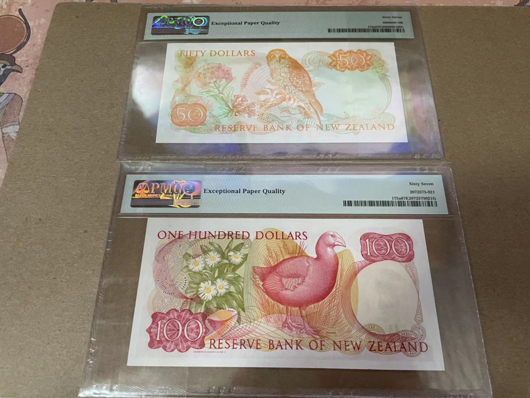 【Blue Auction】✨世界纸币精拍第300期盛典🔥🔥🔥 【一组7张全套 首发冠947全同小号】新西兰 1981-85年1-100元 鸟版 BWC雕刻精美 花冠女王 PMG67EPQ-66EPQ 典藏版