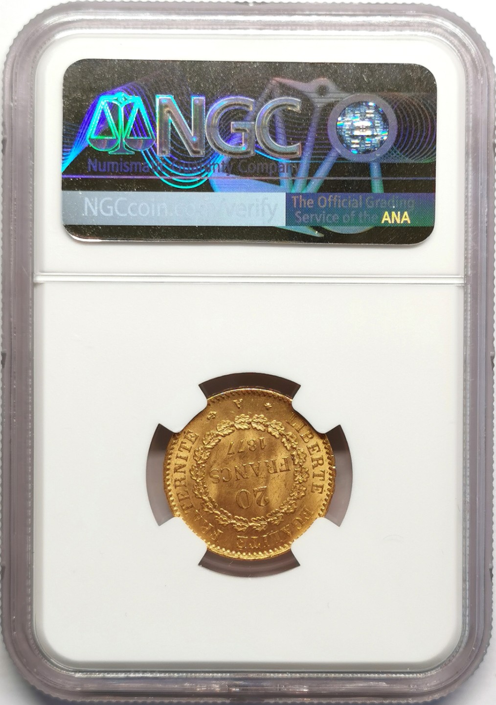 凡希社世界钱币微拍第二百三十期 荐！1877法国天使20法郎金币NGC-MS65