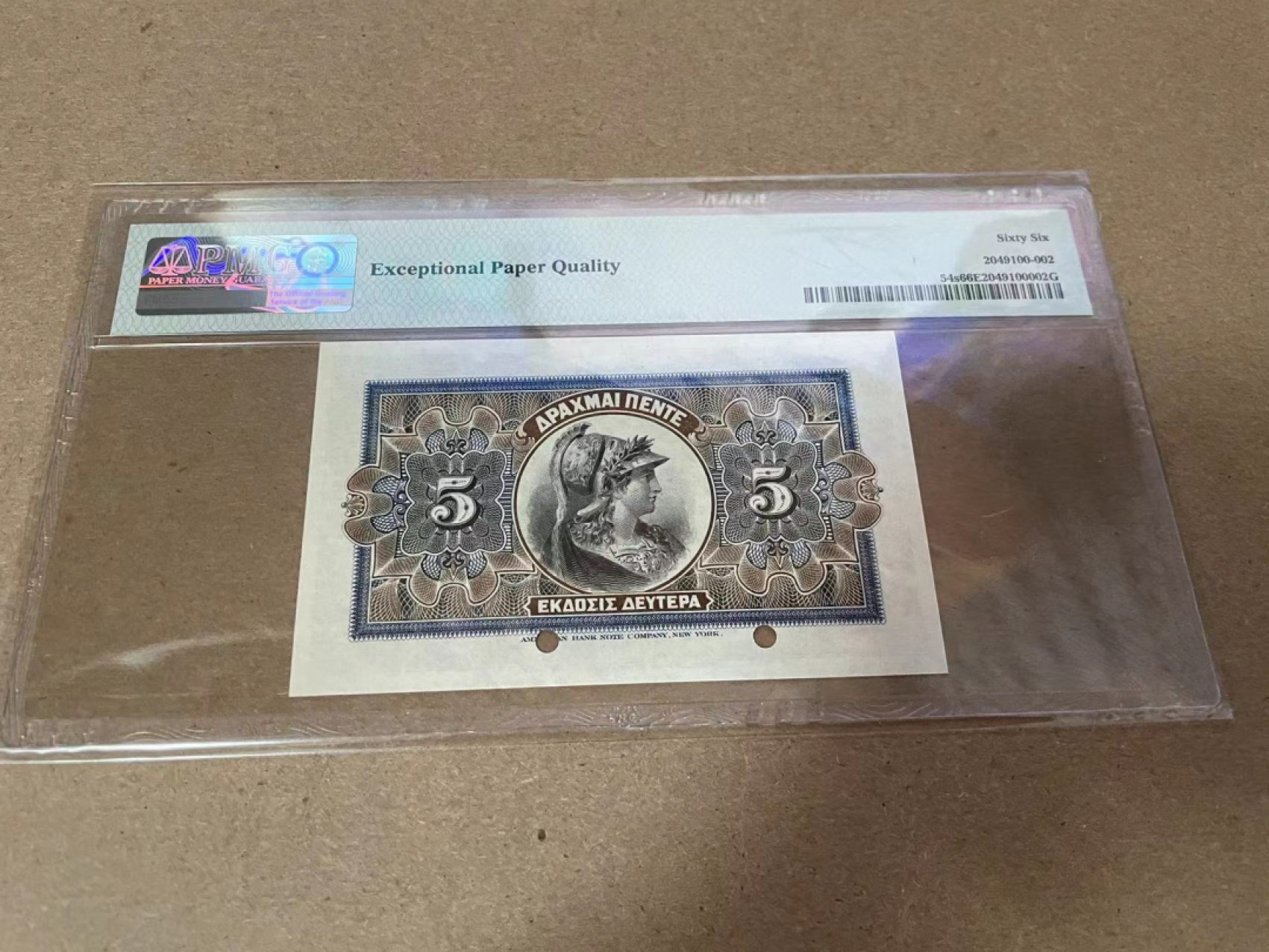 【Blue Auction】✨世界纸币精拍第300期盛典🔥🔥🔥 希腊 1905-18年5德拉科马 PMG66EPQ 样钞 雅典娜