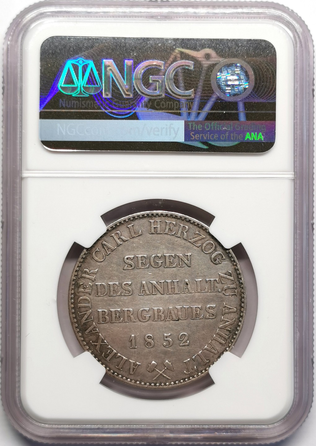 凡希社世界钱币微拍第二百三十期 1852安哈特小熊泰勒NGC-AU50