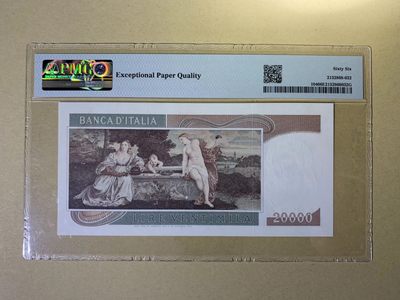 【Blue Auction】✨世界纸币精拍第300期盛典🔥🔥🔥 意大利 1975年20000里拉 经典提香 PMG66EPQ 名画 