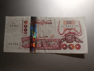 【专场20230322】反正都挺热的第III期——中东及热带地区纸币专场（已更新） - 【拍品002A】阿尔及利亚1998版1000第纳尔流通品相