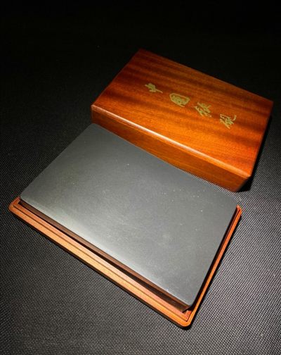 《一叶知秋》精品歙砚修水光板石砚台文房四宝收藏送礼佳品