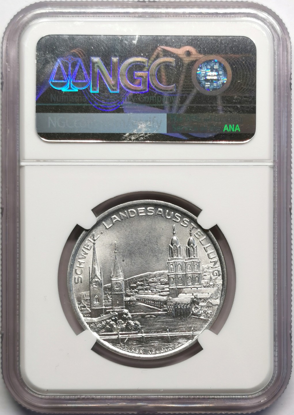 凡希社世界钱币微拍第二百三十期 1939苏黎世博览会纪念铝章NGC-MS64