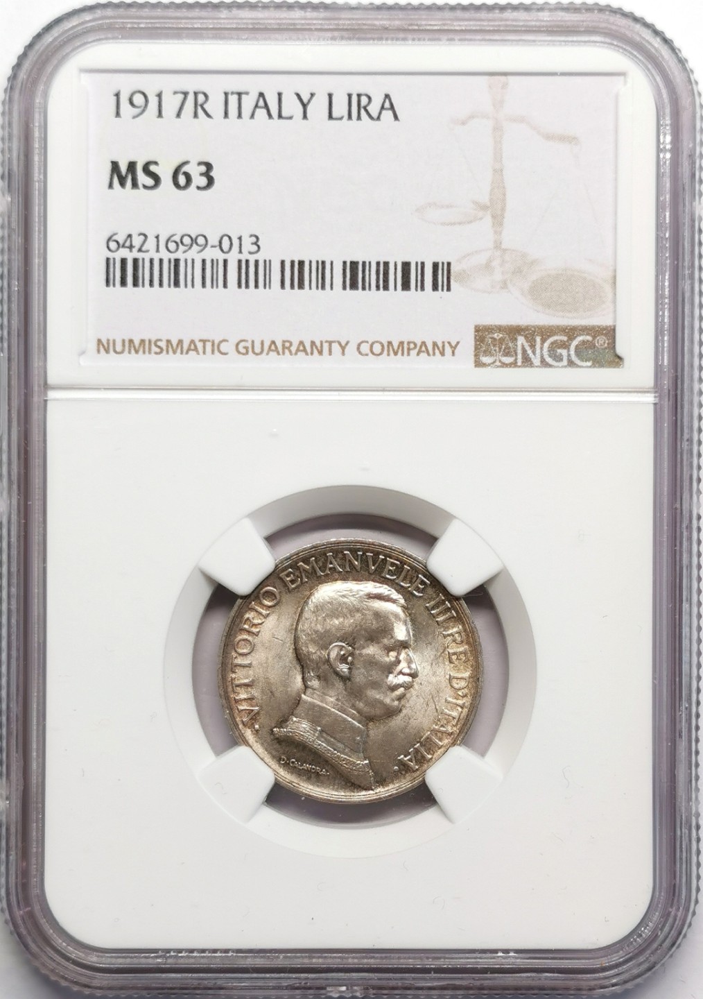 凡希社世界钱币微拍第二百三十期 1917R意大利马车里拉银币NGC-MS63