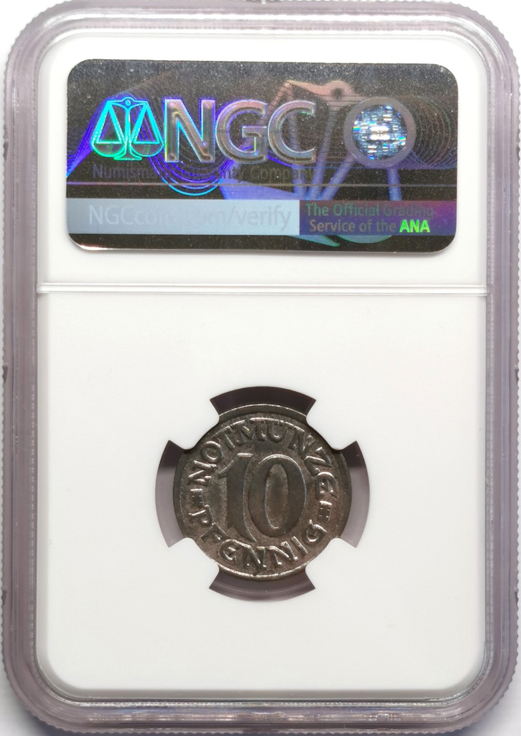 凡希社世界钱币微拍第二百三十期 1920德紧亚琛无心狼10芬尼铁币NGC-MS63冠军分！