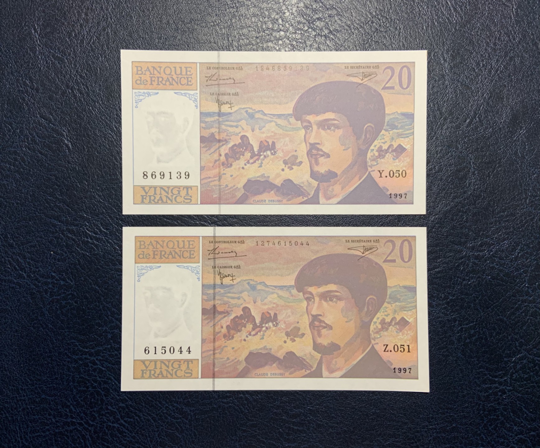 收藏联盟Quantum Auction 第238期拍卖 法国1997年20法郎2张 品相UNC 瑕疵如图所示