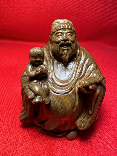 手串木器杂件｜拍卖专场 - 绿檀木｜精雕精工“福禄寿之福”手把件｜陈设摆件