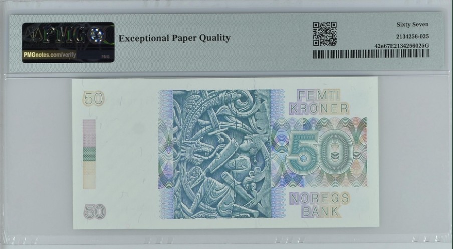 收藏联盟Quantum Auction 第238期拍卖 挪威1989-93年50克朗 PMG67