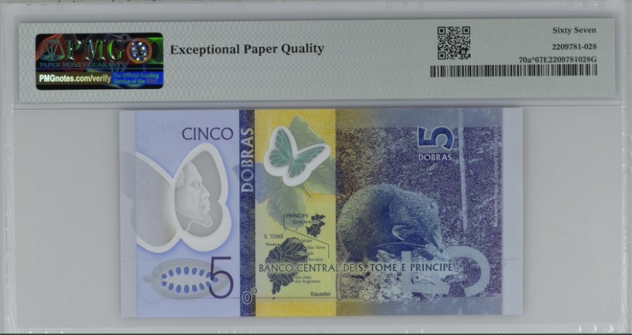 收藏联盟Quantum Auction 第238期拍卖 圣托马斯和多普林2016年5多巴斯 PMG67 冠军分补号
