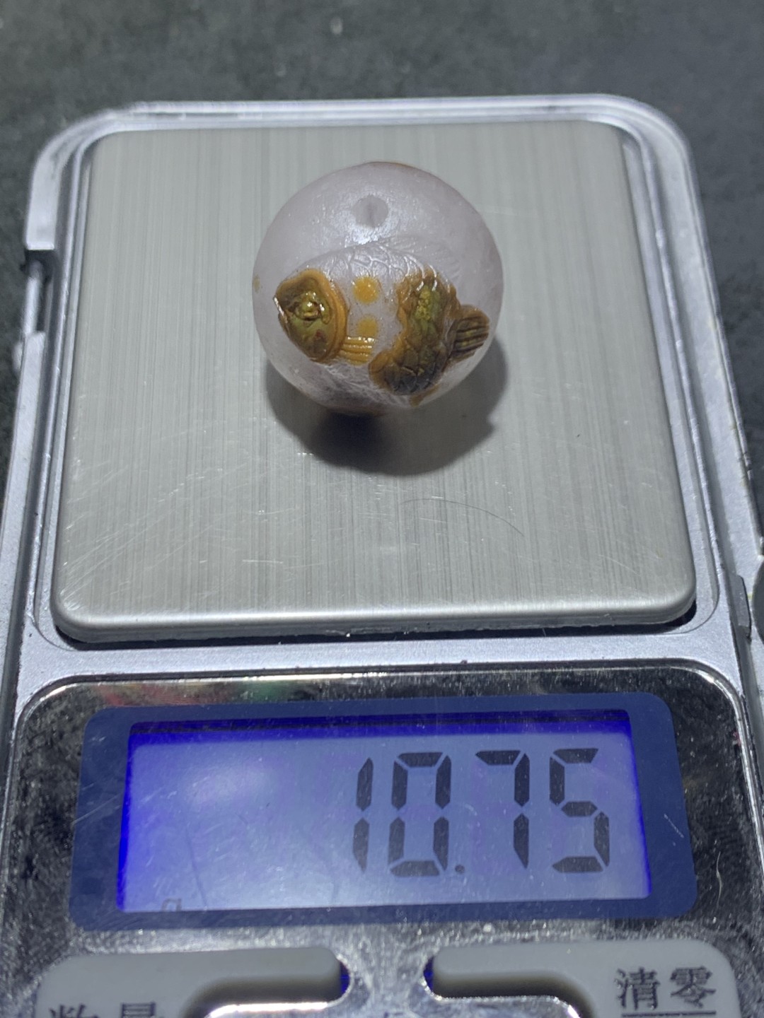 精美亚光冰飘高玉化草花纹战国红玛瑙手工雕刻富贵有鱼随形珠一个