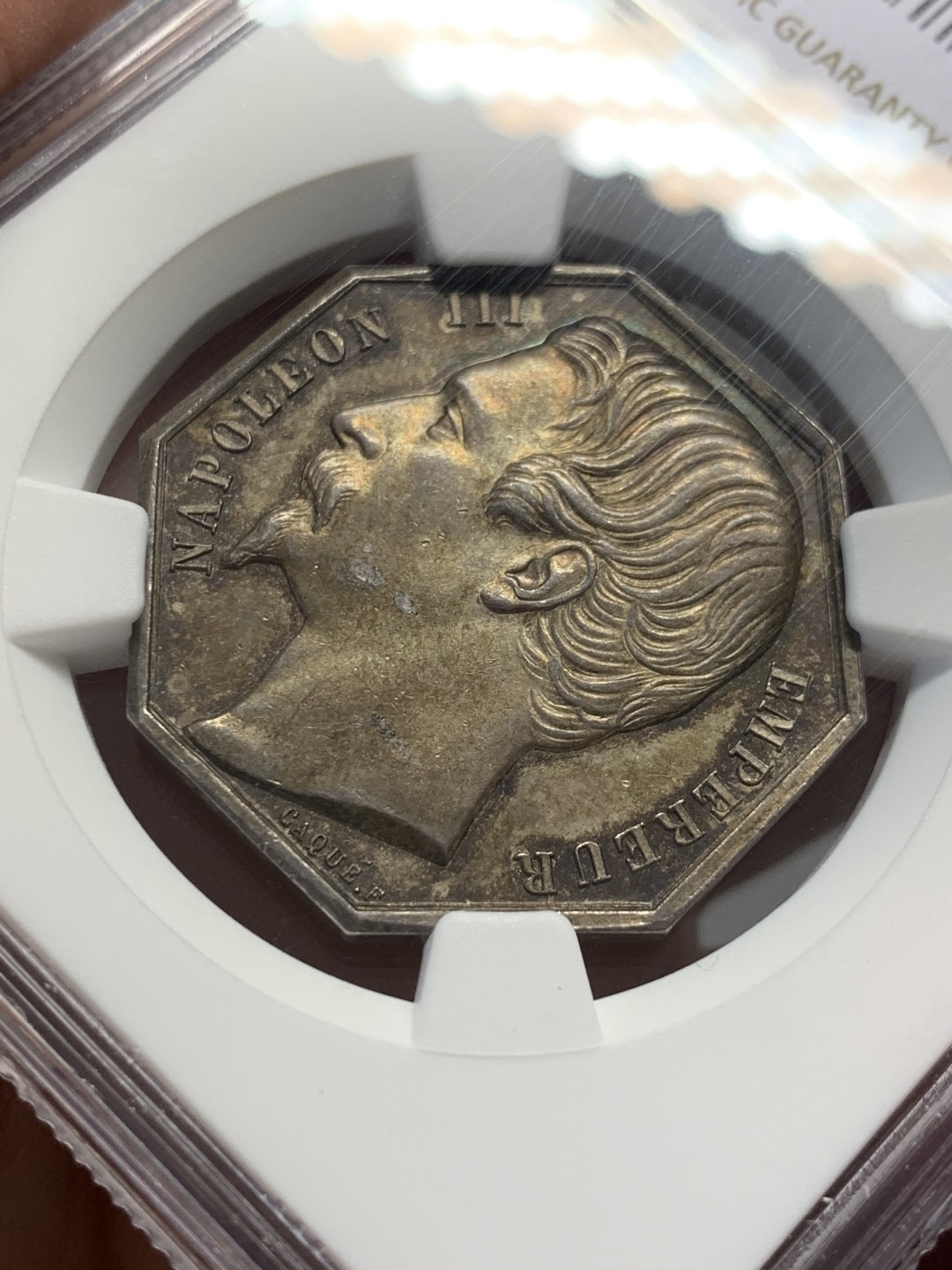 《竞宝斋》第141场-周日，周一 2场 (全场包邮) NGC-MS62 法国拿三 桑利斯八角代币JETON 银质