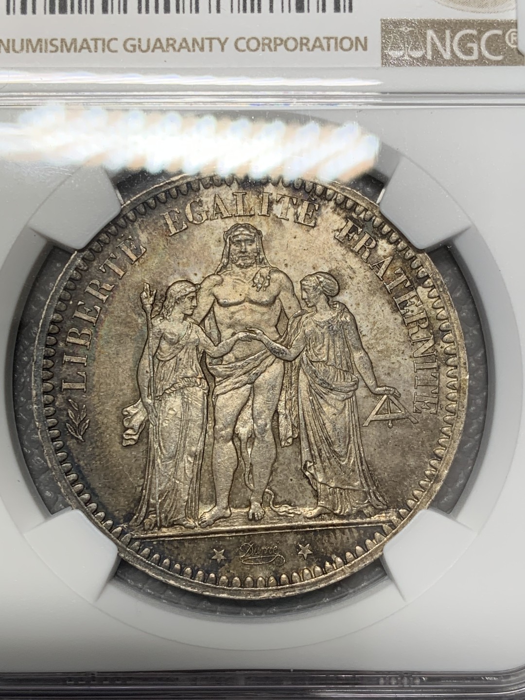 《竞宝斋》第141场-周日，周一 2场 (全场包邮) NGC-MS65 法国 1873A 大力神 5法郎 银币 深彩包浆 状态出色  已经可以媲美 20世纪大力神的状态了