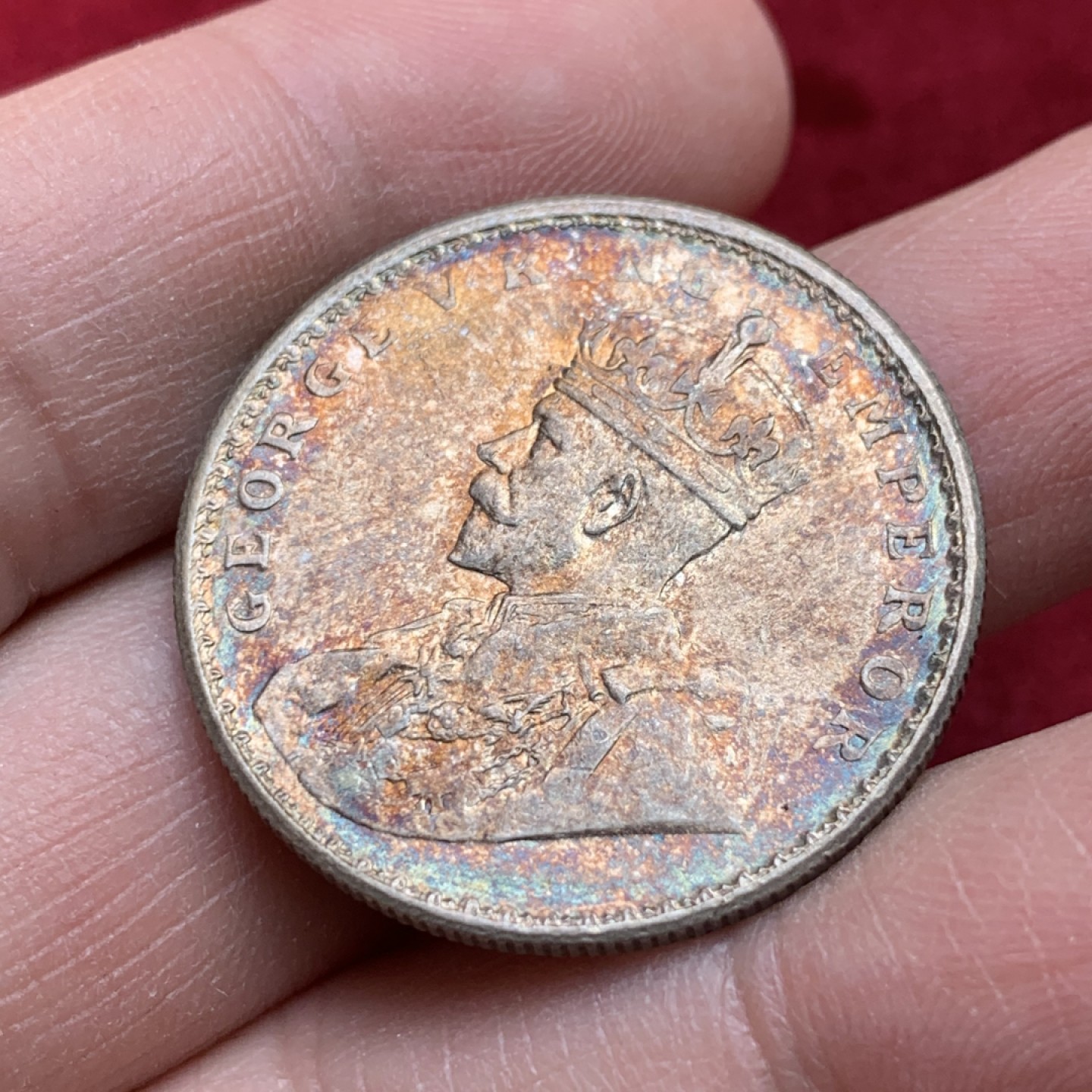 《竞宝斋》第141场-周日，周一 2场 (全场包邮) 英属印度 1913年 1卢比 银币 UNC好品相