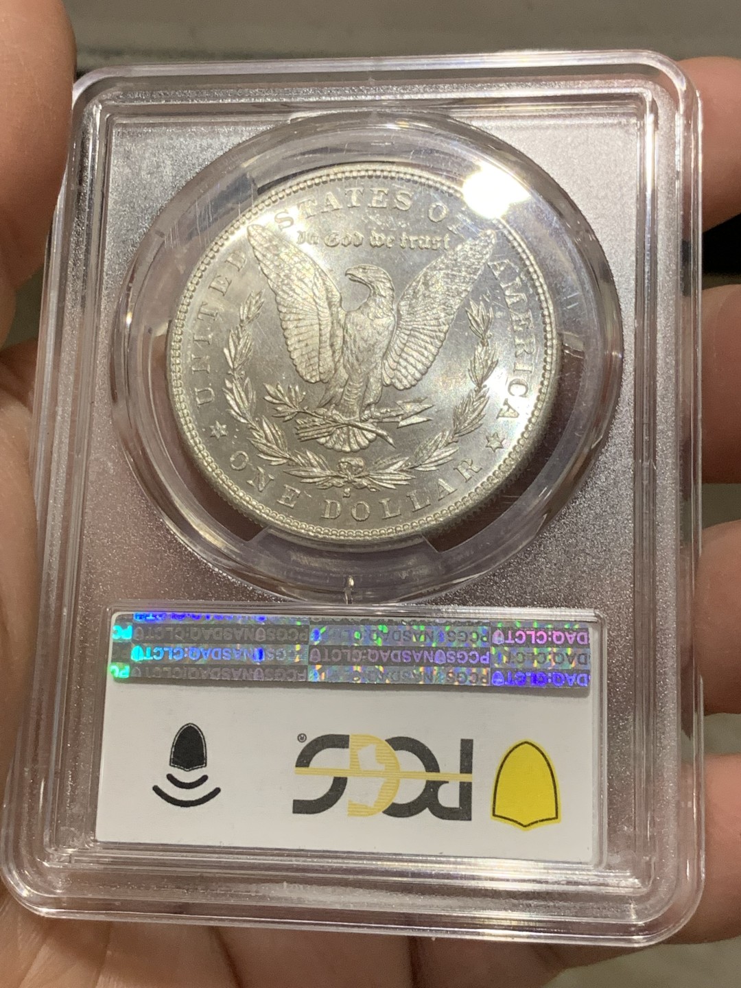 《竞宝斋》第141场-周日，周一 2场 (全场包邮) PCGS-MS63 美国 1881年S版 摩根 银币 镜面效果漂亮