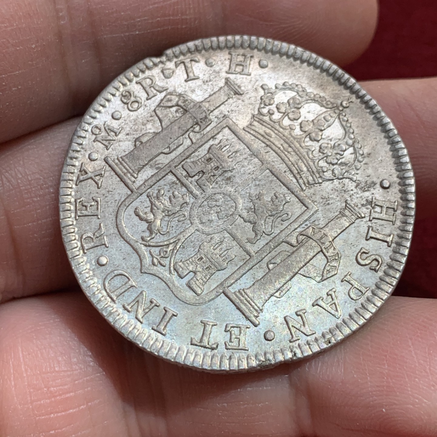 《竞宝斋》第141场-周日，周一 2场 (全场包邮) 墨西哥 1806年 卡四 双柱 8R 大银币 打制不错背面带光