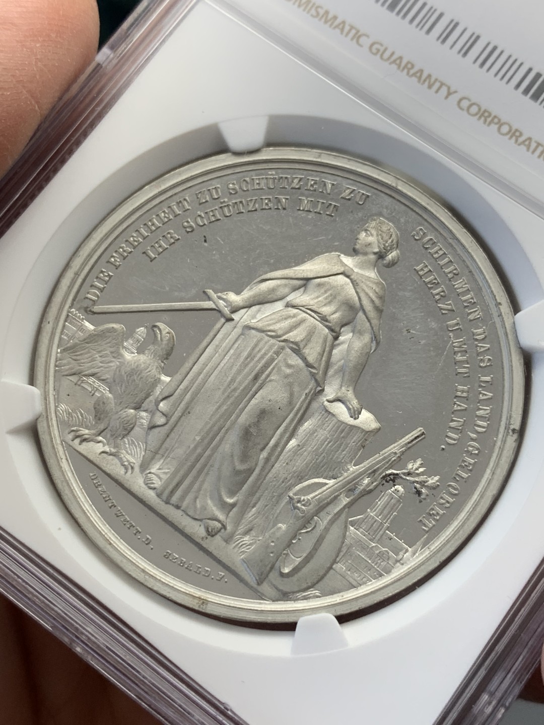 《竞宝斋》第141场-周日，周一 2场 (全场包邮) NGC UNC 德国 1862 法兰克福 射击节合金纪念章