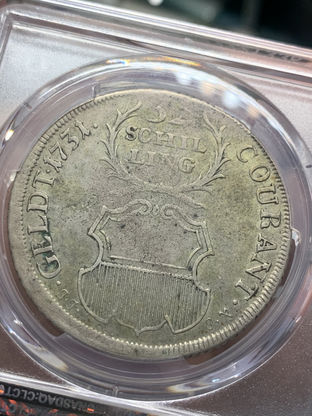 《竞宝斋》第141场-周日，周一 2场 (全场包邮) 亚军分 PCGS-XF40 1731年 德国 吕贝克自由市32先令大银币 汉萨同盟的中心 原味老包浆，鹰羽细节清晰，状态舒服