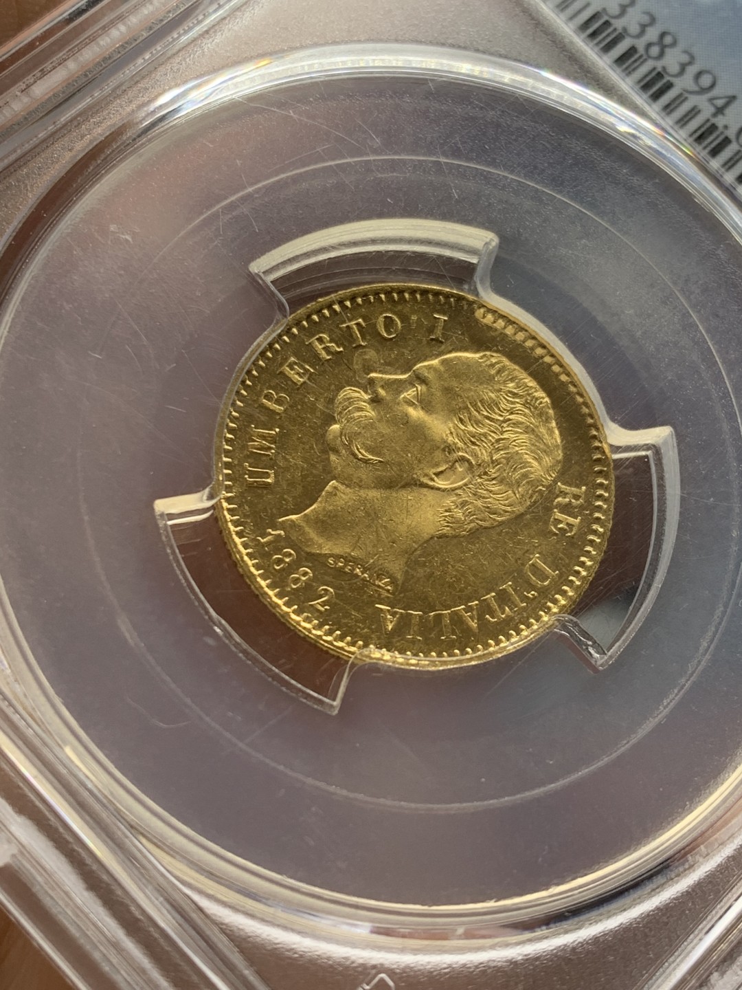 《竞宝斋》第141场-周日，周一 2场 (全场包邮) PCGS MS62 意大利 1882年 金币翁贝托一世20里拉 金币 标准重量6.45克 车轮转光 地板丝滑镜面感强
