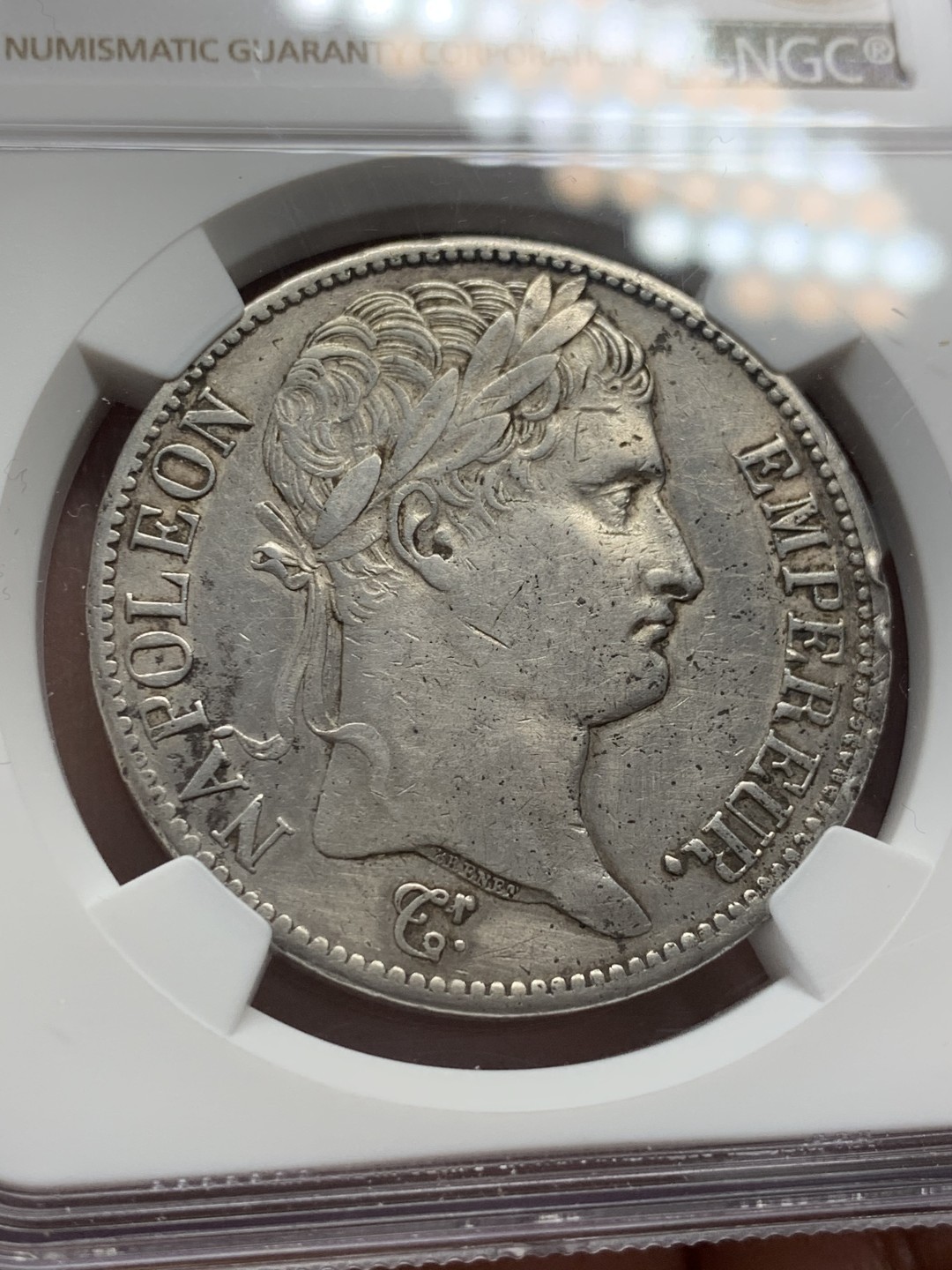 《竞宝斋》第141场-周日，周一 2场 (全场包邮) NGC XF 1811年A法国巴黎厂拿破仑一世5法郎银币 热门品种 品相可以 清洗但磨损不大