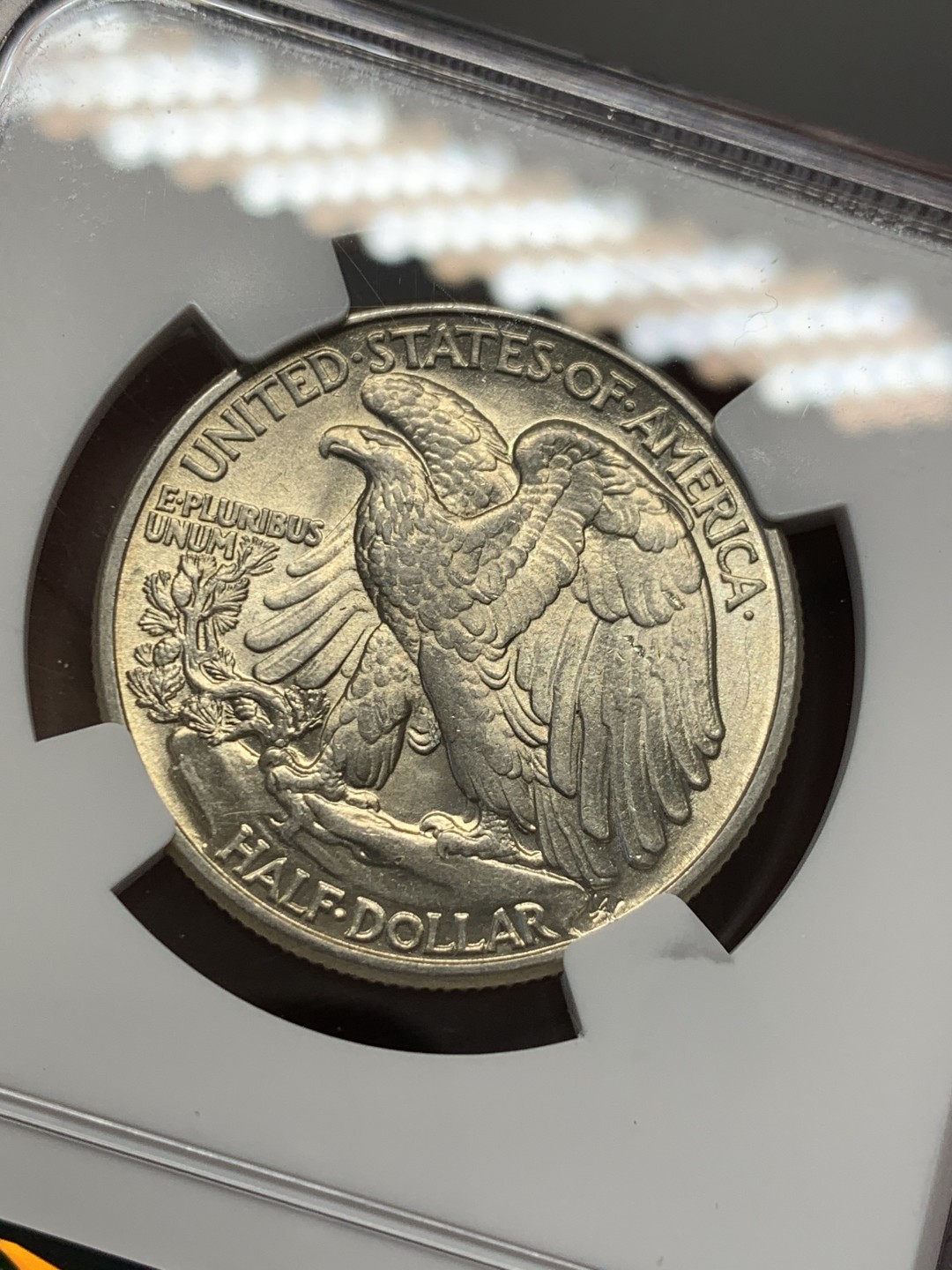 《竞宝斋》第141场-周日，周一 2场 (全场包邮) NGC-AU 美国1944年 行走女神半圆 原光好品 居然没给分