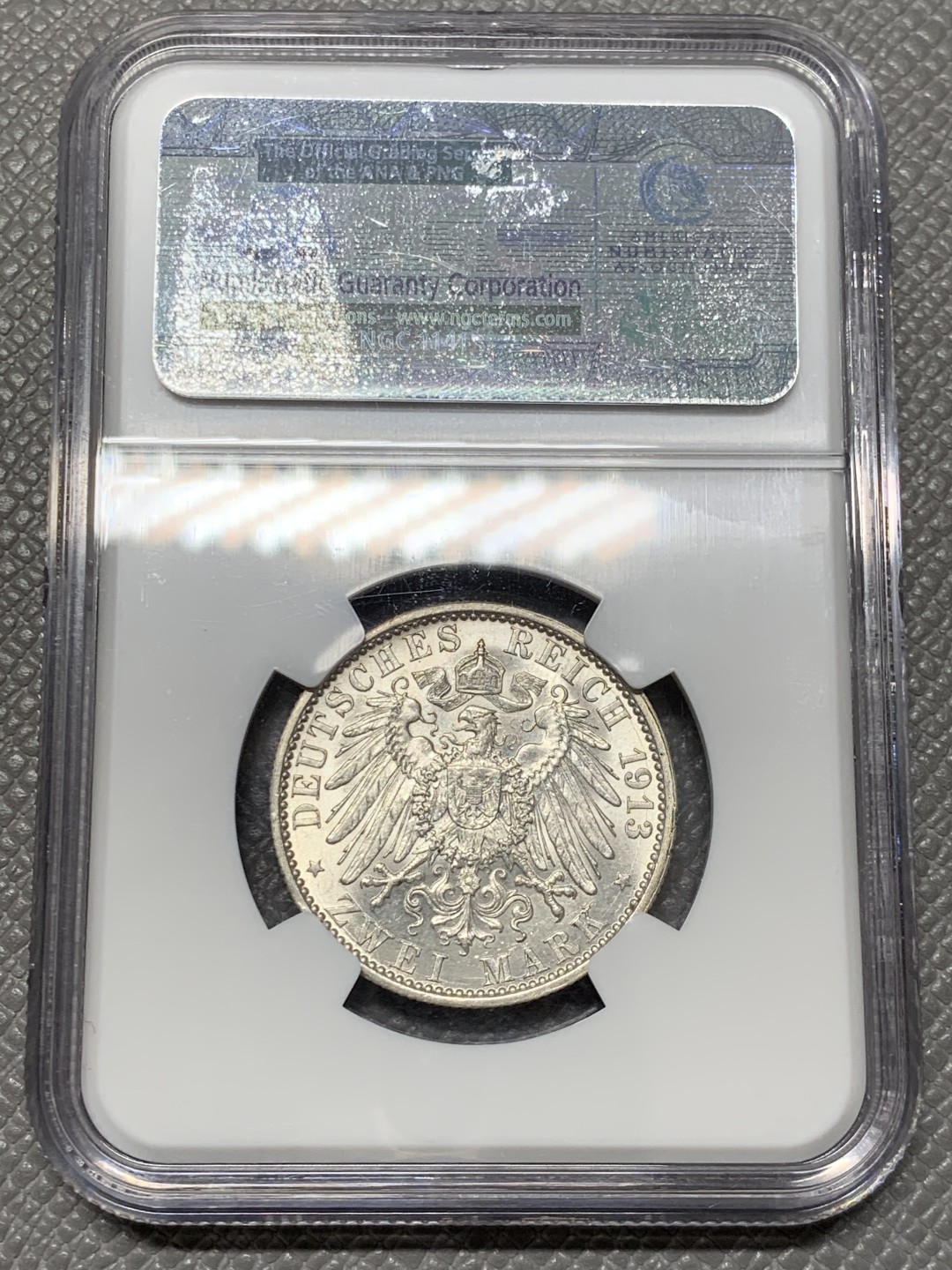 《竞宝斋》第141场-周日，周一 2场 (全场包邮) NGC-AU58 德国 1913年 普鲁士2马克银币 威廉二世军装像