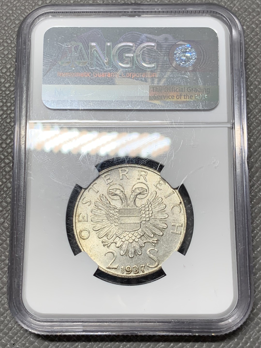 《竞宝斋》第141场-周日，周一 2场 (全场包邮) NGC-MS63 奥地利 1937年 2先令 圣查尔斯教堂 银币 原光 难得高分