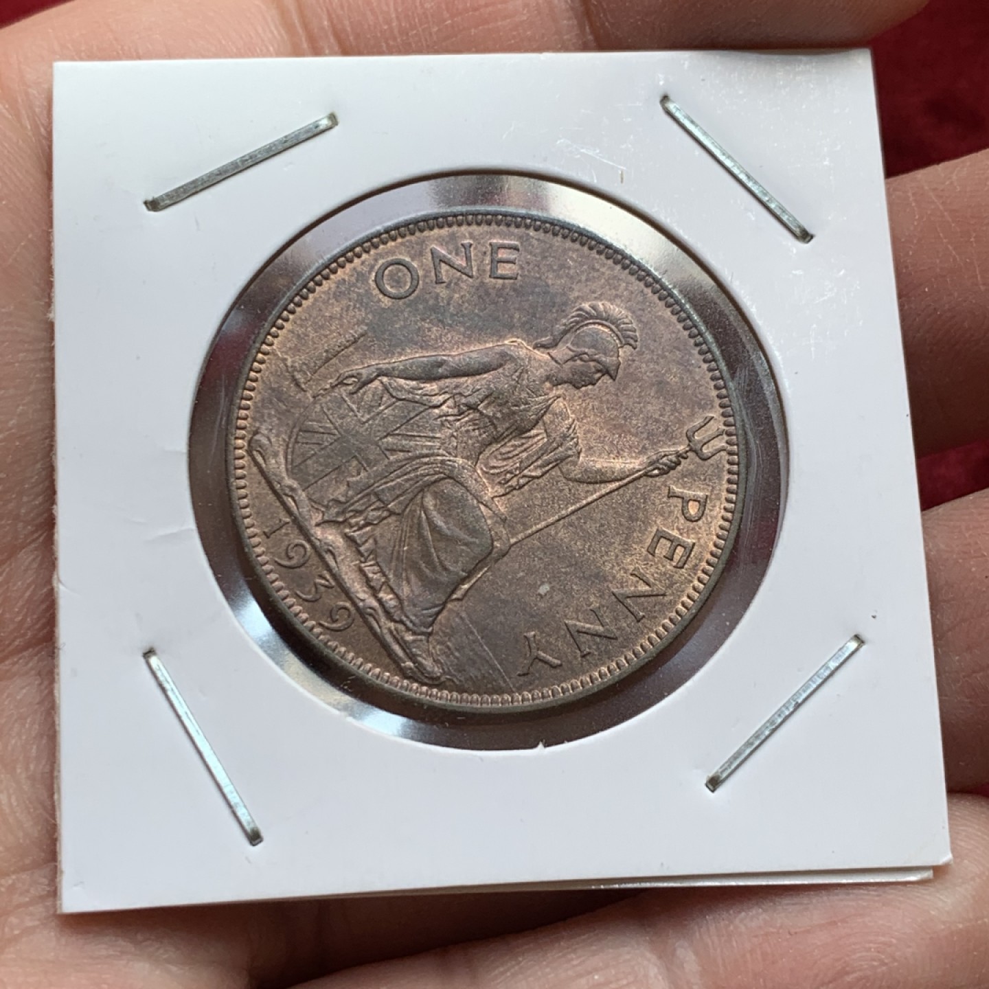 《竞宝斋》第141场-周日，周一 2场 (全场包邮) 英国 1939年 1便士 铜币 BU带原光