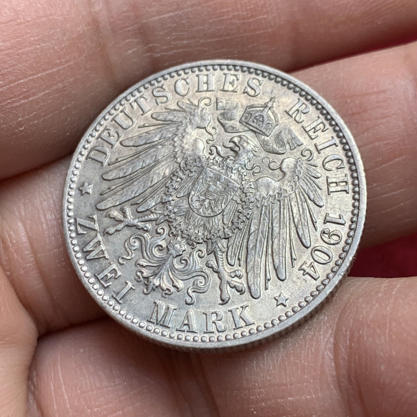 《竞宝斋》第141场-周日，周一 2场 (全场包邮) 1904年 德国 德意志帝国不来梅自由市2马克银币 转光好品