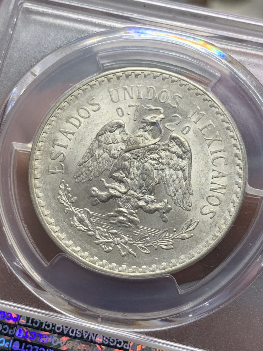 《竞宝斋》第141场-周日，周一 2场 (全场包邮) PCGS MS65 1944墨西哥银币  原光原彩 上涨品种