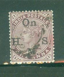 印度 1874年维多利亚像 加盖公事 1枚旧 - 印度 1874年维多利亚像 加盖公事 1枚旧