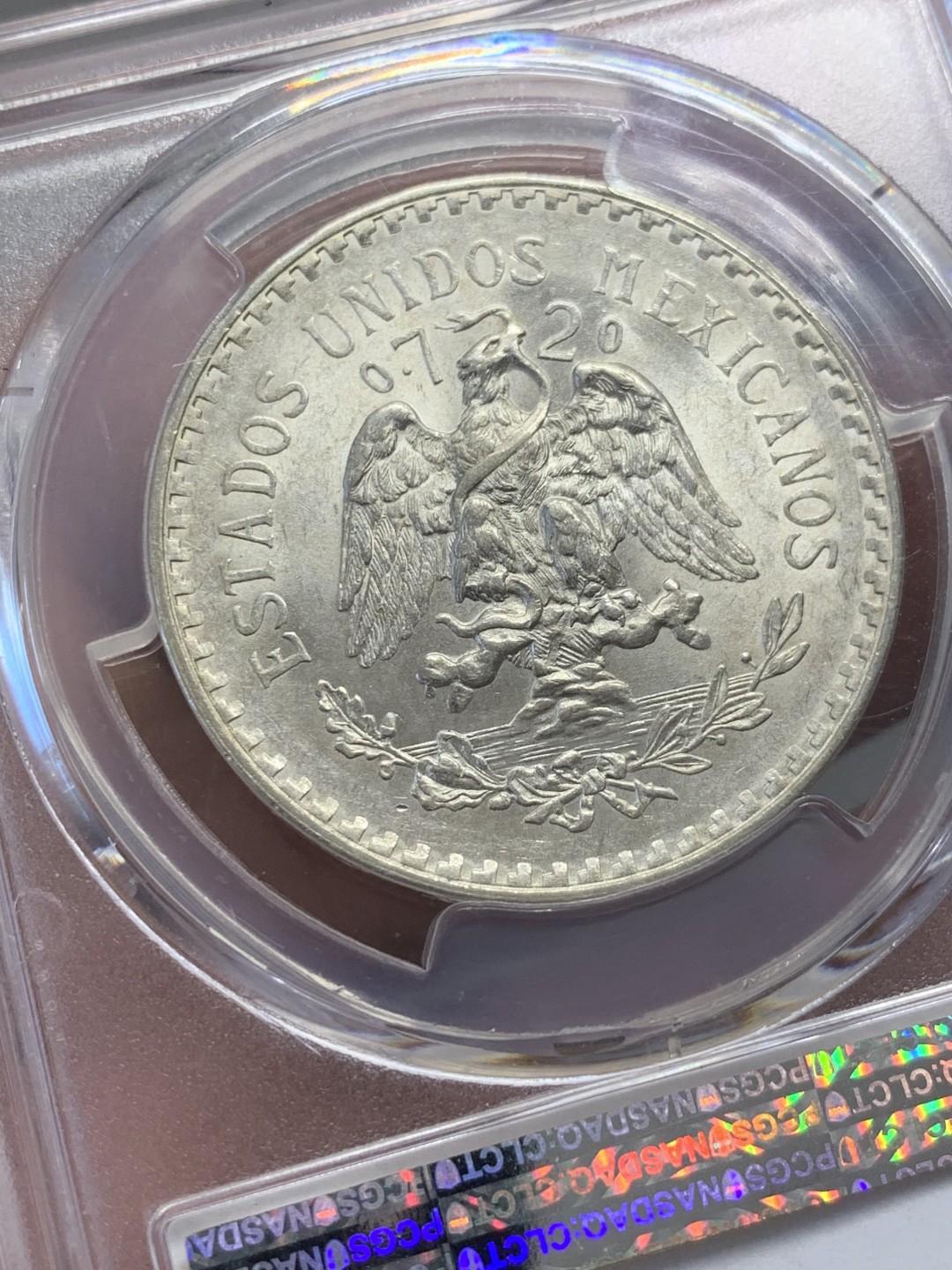 《竞宝斋》第141场-周日，周一 2场 (全场包邮) PCGS MS65 1944墨西哥银币  原光原彩 上涨品种