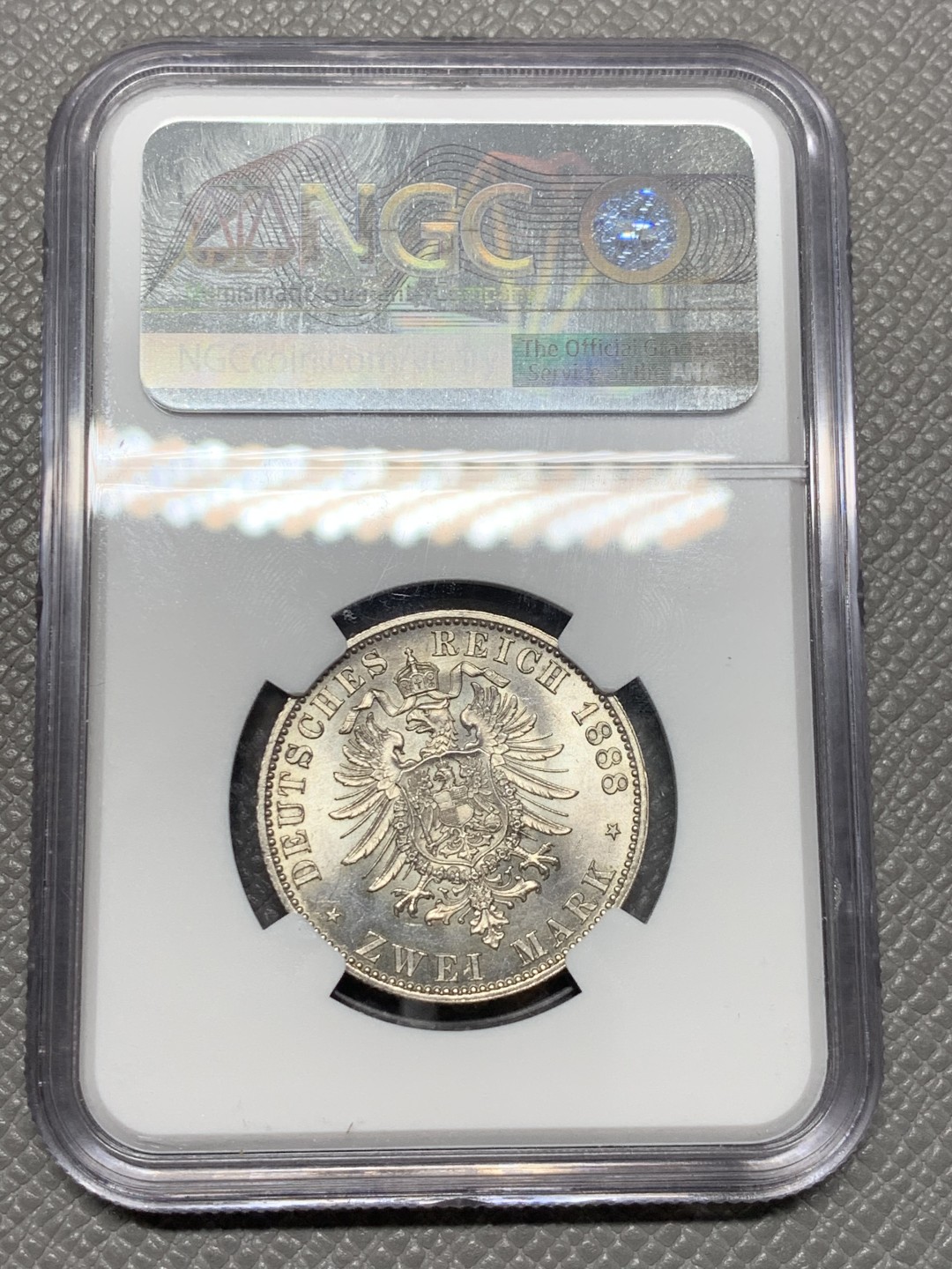 《竞宝斋》第141场-周日，周一 2场 (全场包邮) NGC MS62 德国普鲁士1888年 三皇之年2马克银币 大热品种