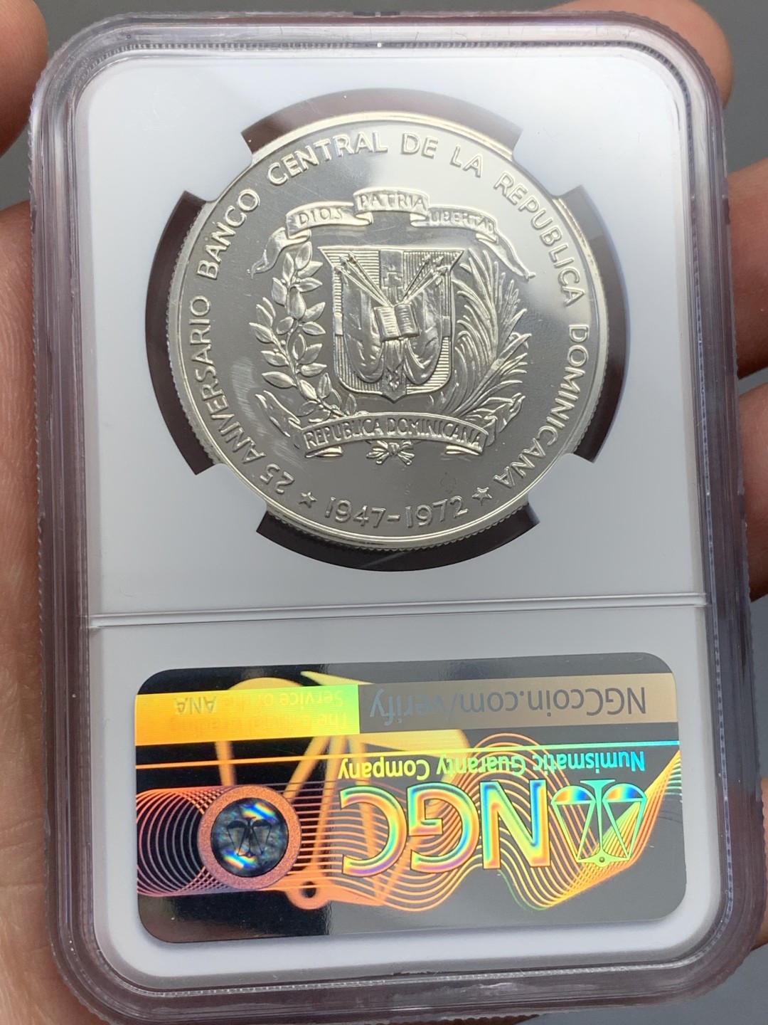 《竞宝斋》第141场-周日，周一 2场 (全场包邮) NGC PF67 南美大银  精制 多米尼加1972年1比索大银币