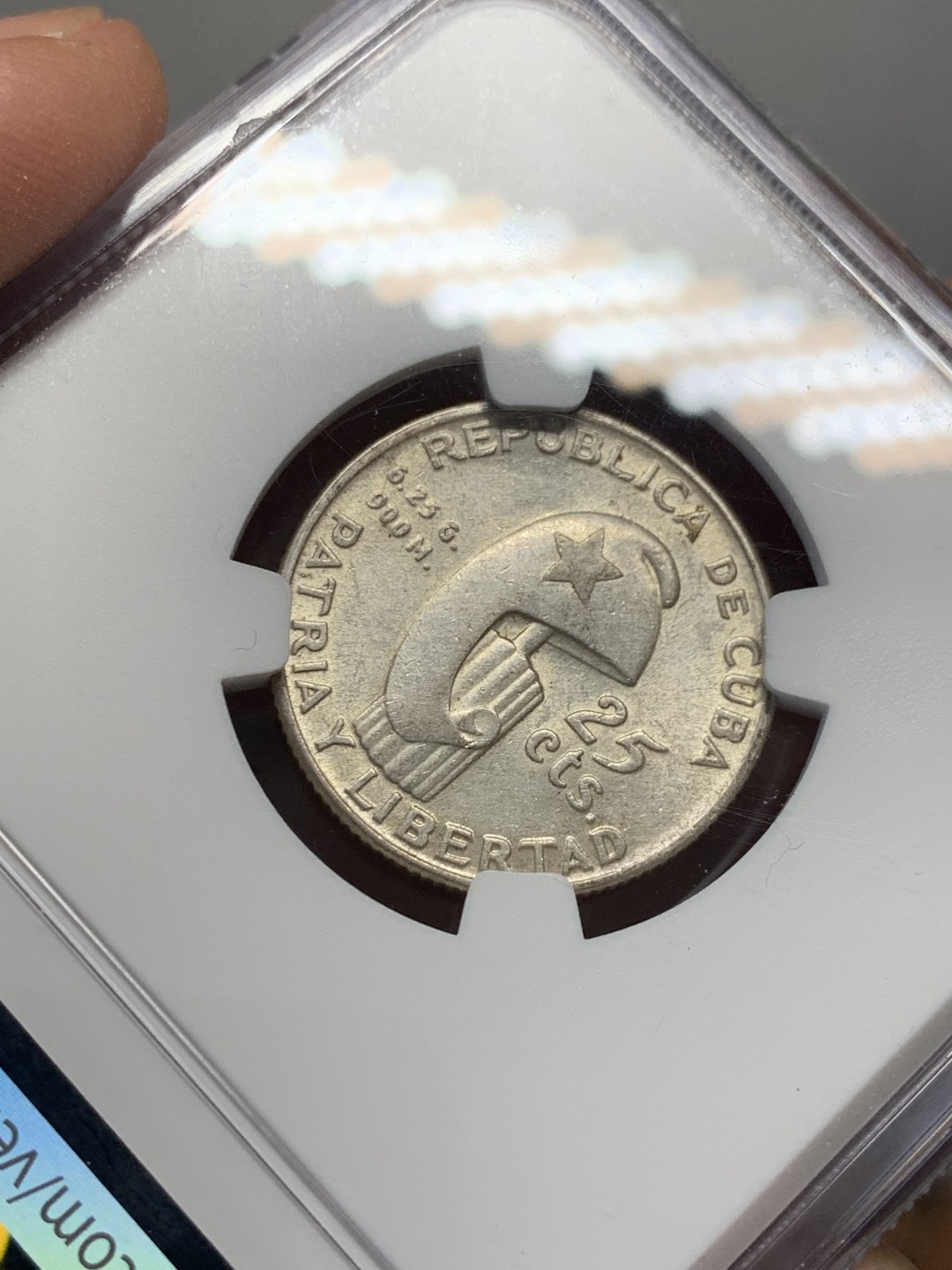 《竞宝斋》第141场-周日，周一 2场 (全场包邮) NGC-MS63 古巴1953年 马丁纪念 25分银币 顶级品相 古巴系现在都涨的很多