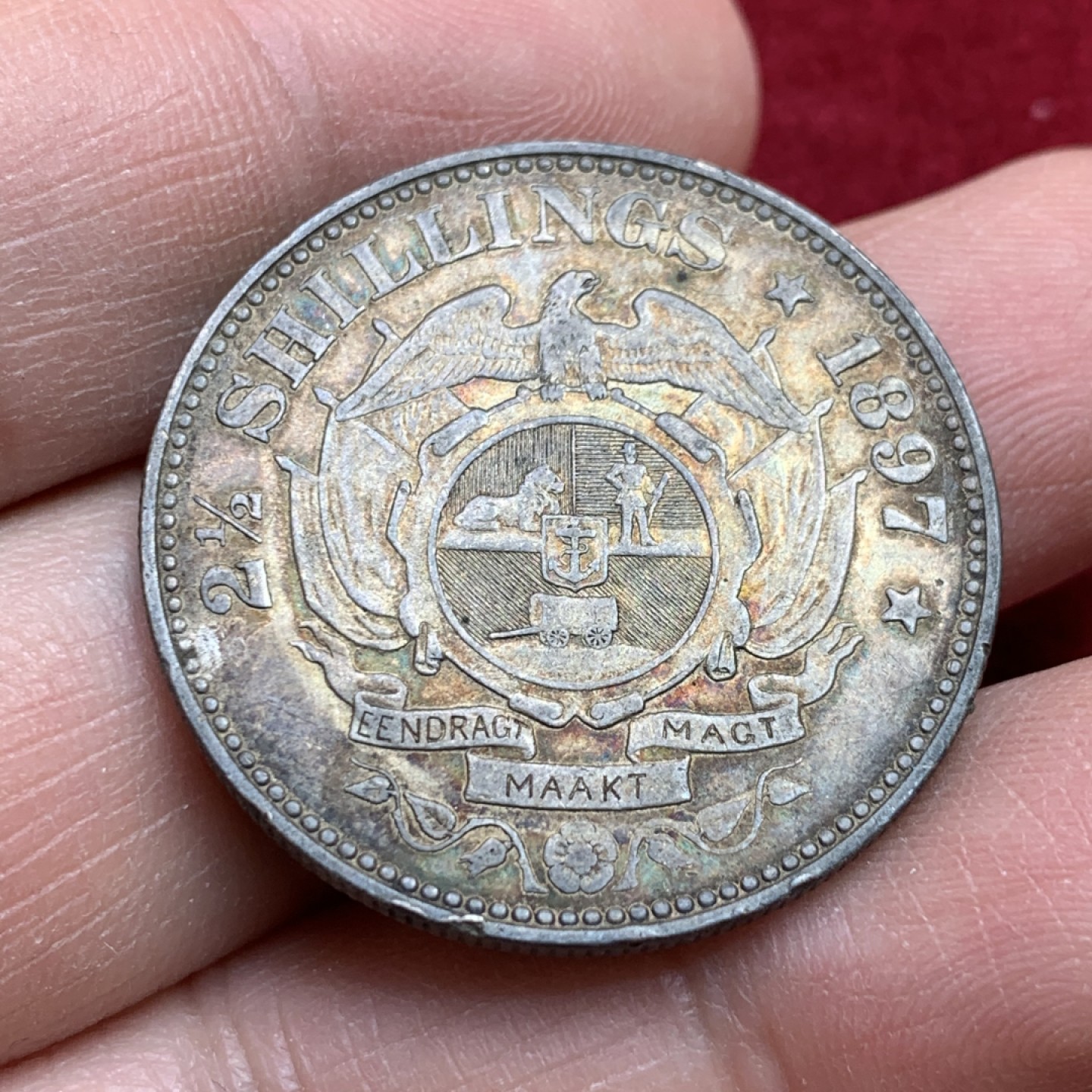 《竞宝斋》第141场-周日，周一 2场 (全场包邮) 南非 1897年 2.5先令 银币 老包浆