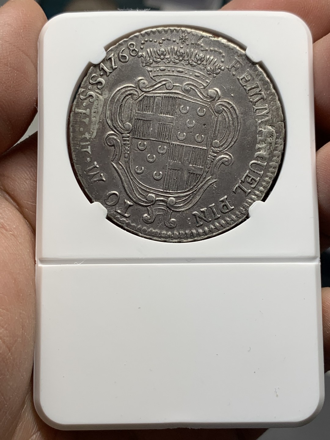 《竞宝斋》第141场-周日，周一 2场 (全场包邮) NGC-AUD砸盒 1768年马耳他骑士团30塔里 少见的马耳他骑士团大银币 细节见图