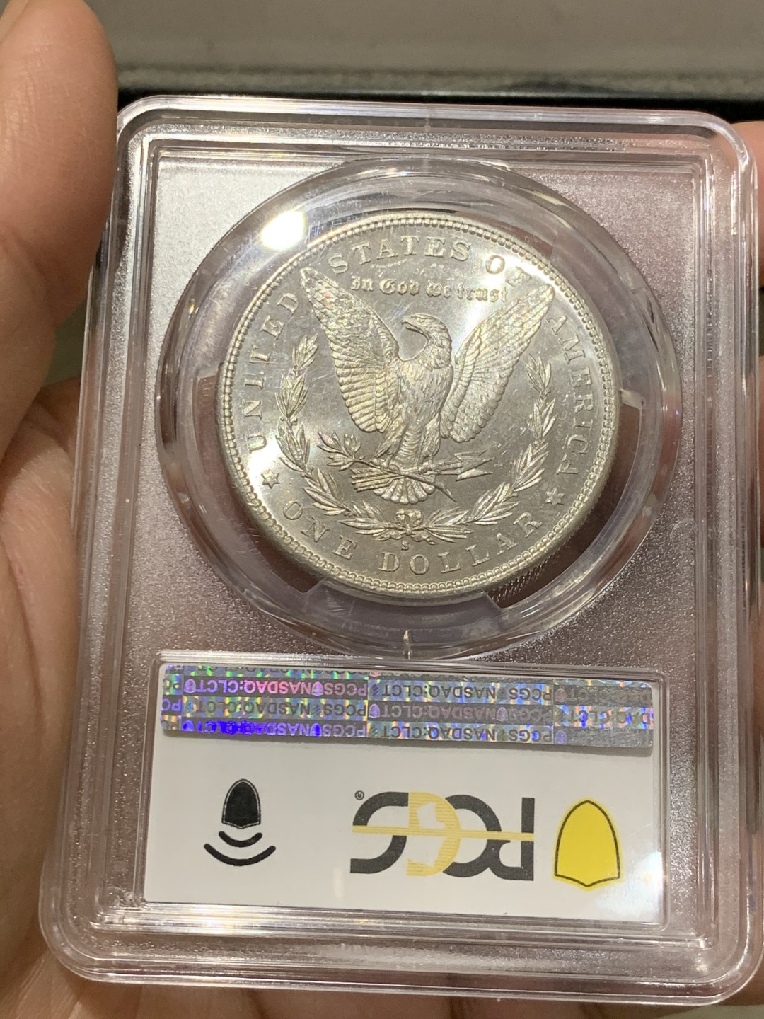 《竞宝斋》第141场-周日，周一 2场 (全场包邮) PCGS-MS63 美国 1881年S版 摩根 银币 镜面效果漂亮