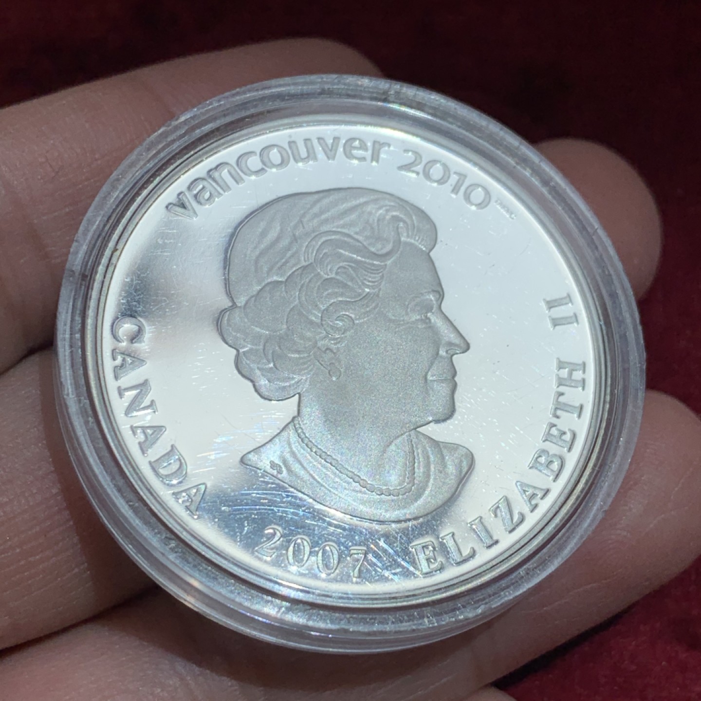 《竞宝斋》第141场-周日，周一 2场 (全场包邮) 加拿大 2007年温哥华冬奥会25元 幻彩精制 大银币