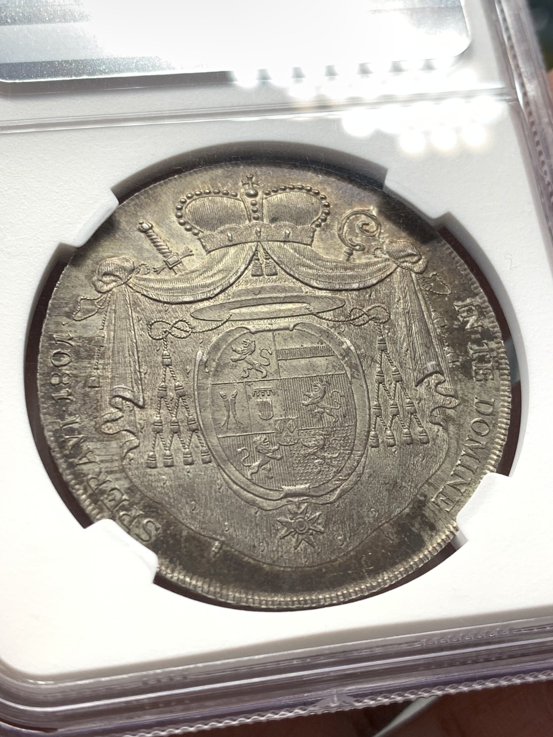 《竞宝斋》第141场-周日，周一 2场 (全场包邮) NGC-MS62 奥地利GURK 1801年 1泰勒银币 较少见单年品种 老包浆均匀