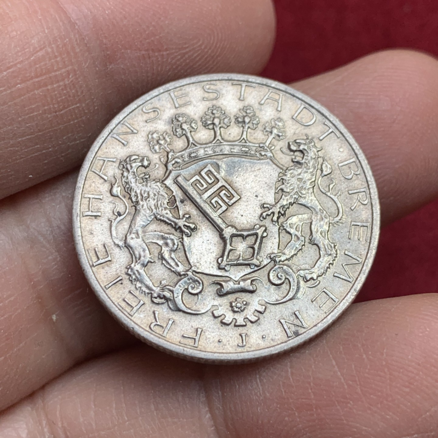 《竞宝斋》第141场-周日，周一 2场 (全场包邮) 1904年 德国 德意志帝国不来梅自由市2马克银币 转光好品