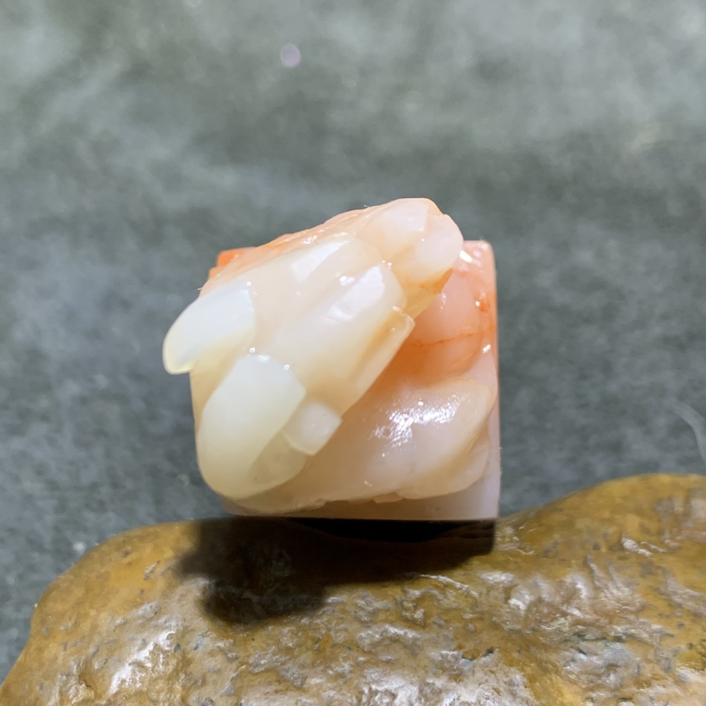 老挝朱砂结晶冻兽钮章料一方