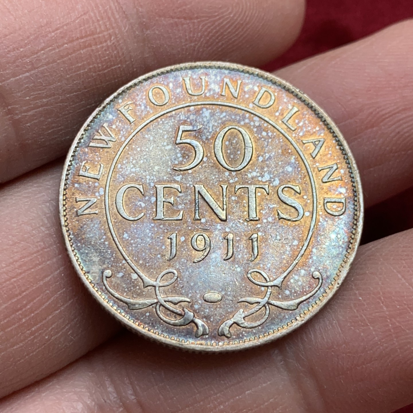 《竞宝斋》第141场-周日，周一 2场 (全场包邮) 加拿大纽芬兰 1911年 50分 银币