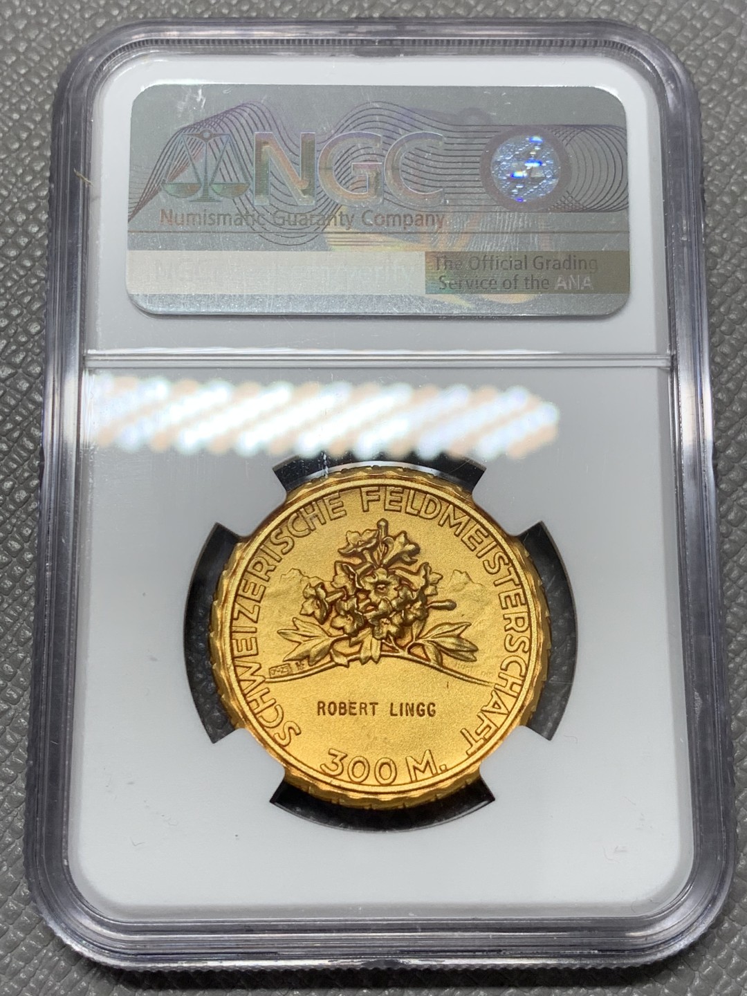 《竞宝斋》第141场-周日，周一 2场 (全场包邮) NGC MS65 1920-30年瑞士射击节镀金银章 金层饱满 实物漂亮