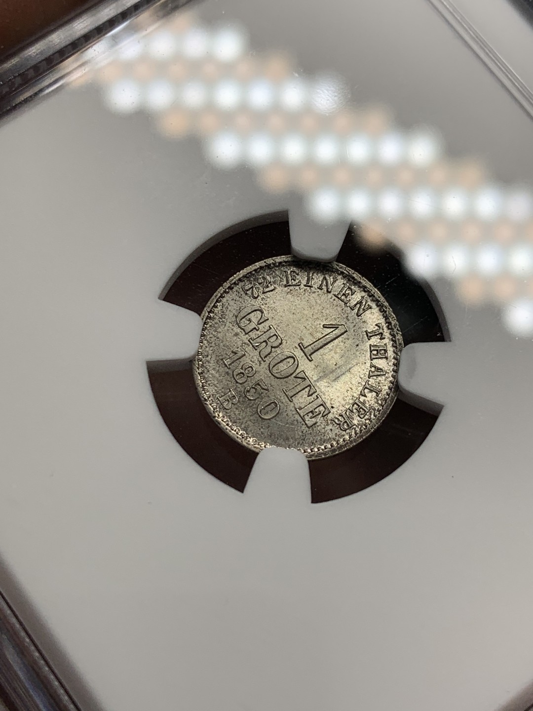 《竞宝斋》第141场-周日，周一 2场 (全场包邮) 冠军分 NGC MS65 德国 1850 奥尔登堡 1格罗森银币