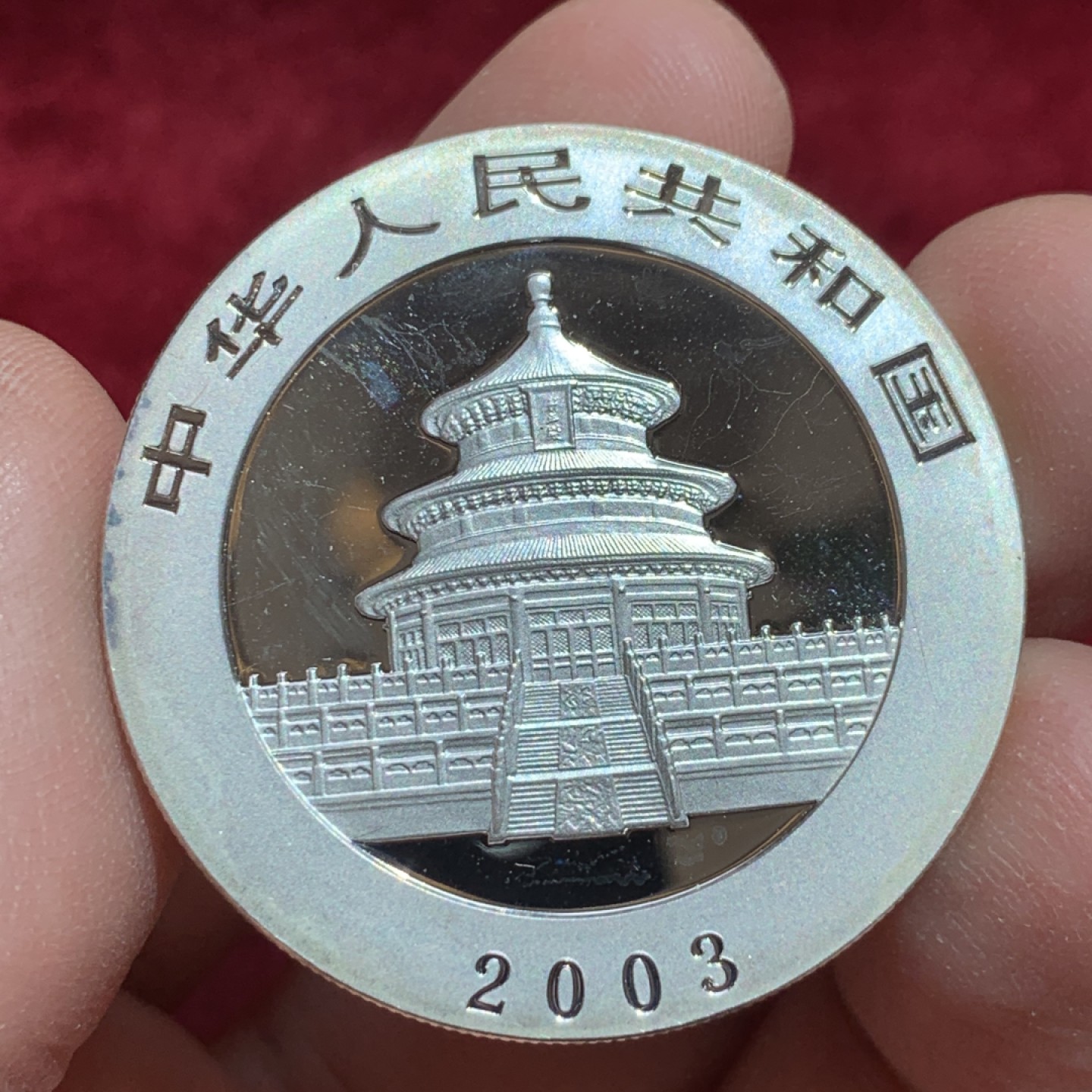 《竞宝斋》第141场-周日，周一 2场 (全场包邮) 中国 2003年 熊猫 10元银币 高价品种 状态不错 细节如图