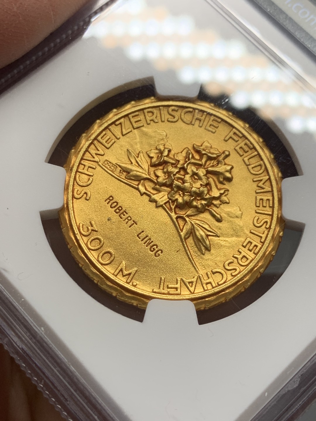 《竞宝斋》第141场-周日，周一 2场 (全场包邮) NGC MS65 1920-30年瑞士射击节镀金银章 金层饱满 实物漂亮