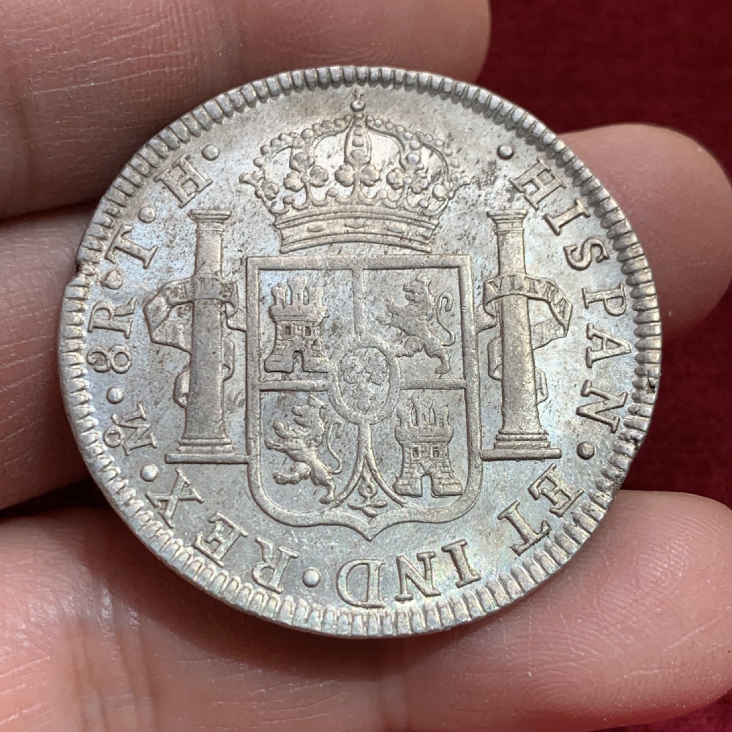 《竞宝斋》第141场-周日，周一 2场 (全场包邮) 墨西哥 1806年 卡四 双柱 8R 大银币 打制不错背面带光